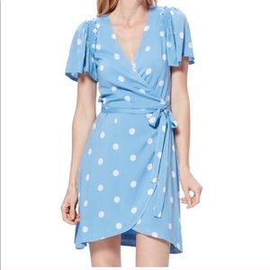 Paige Blue & White Polka Dot Wrap Dress